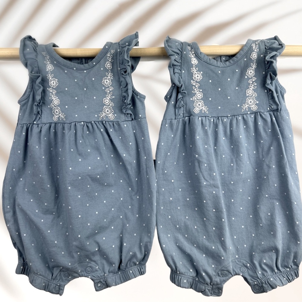 Carters 6M Baby Girl Blue Rompers *SOLD AS SET*